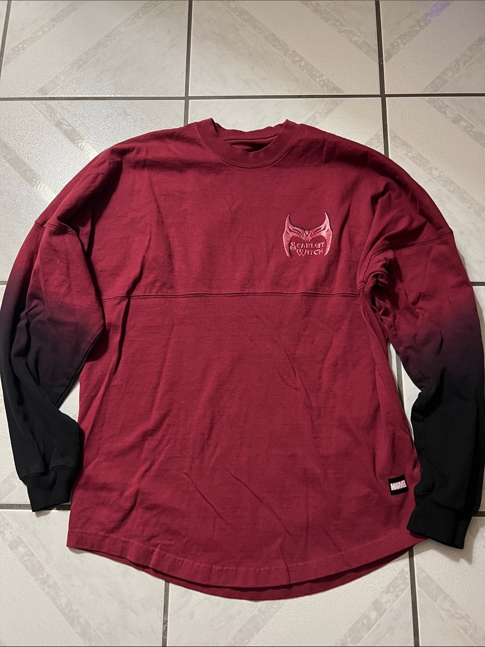 Marvel Scarlet Witch Gradient Long-Sleeve Crewneck - Burgundy to Black